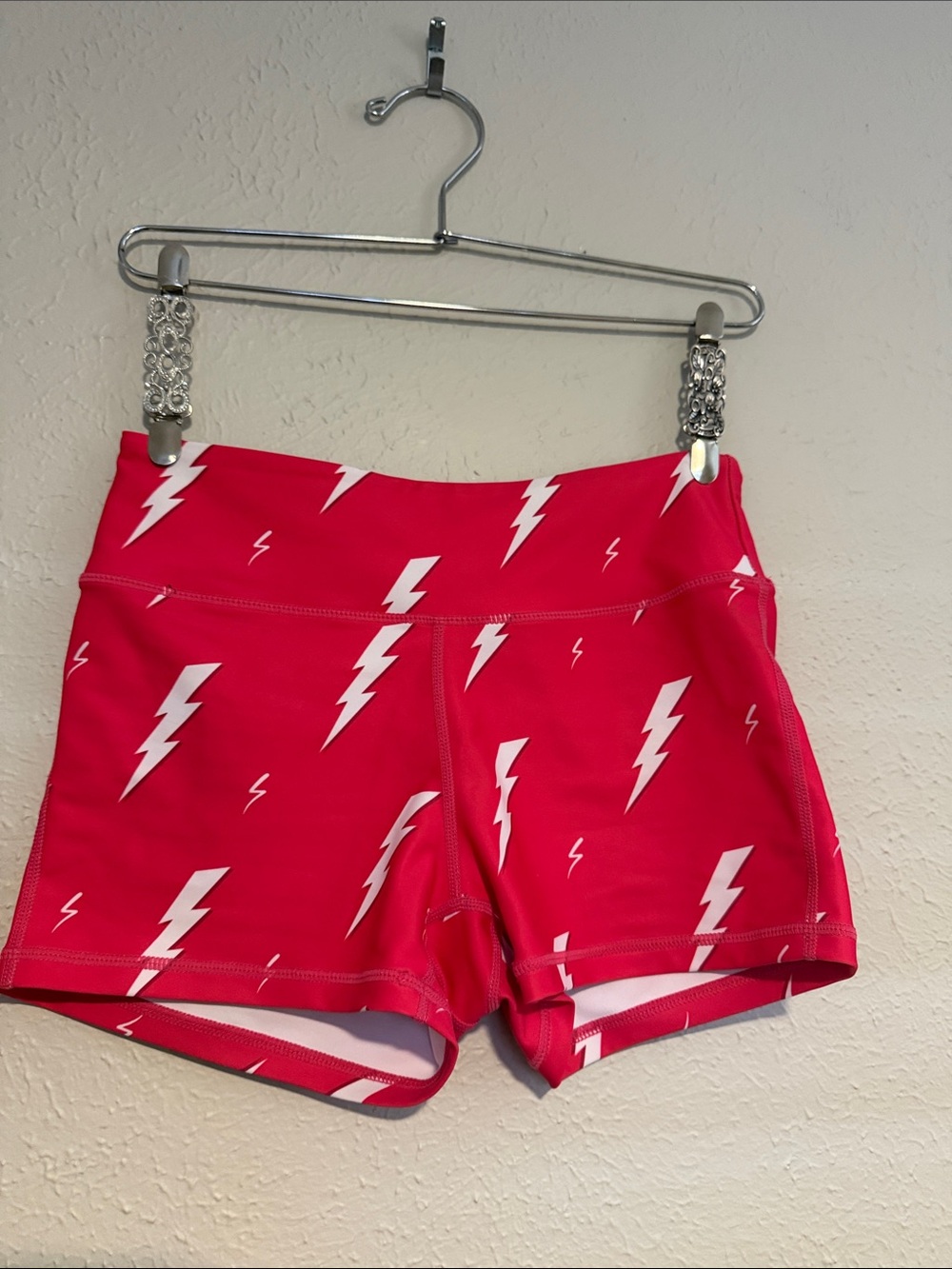 Voodoo Pink Lightning Print Booty Shorts 2.5” inseam